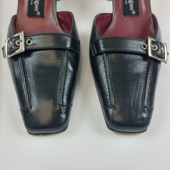 Etienne Aigner Mule Heels Size 5.5 Black Leather - Picture 6 of 7